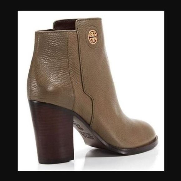 Tory Burch Junction Women's Porcini Tumbled Leather Ankle Booties Size 10 - Picture 3 of 3